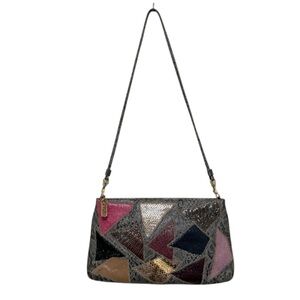 Original by Capris Leather Multicolor Patchwork Snake Print Shoulder Bag Exotic